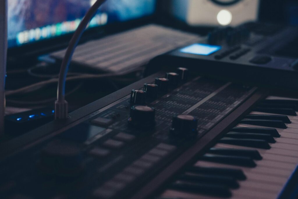 black audio mixer in close up photography
