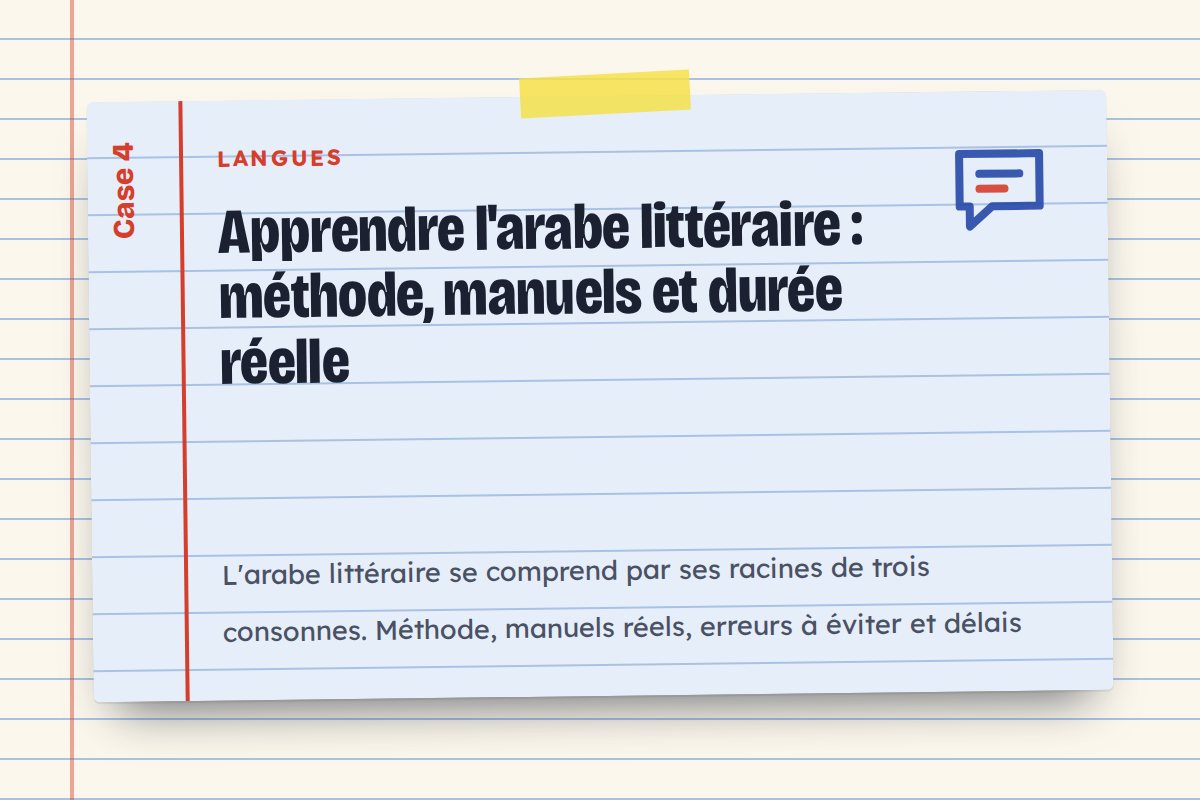Apprendre l'arabe littéraire : méthode, manuels et durée réelle