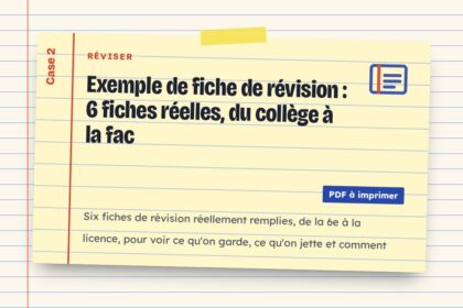 Exemple de fiche de révision : 6 fiches réelles, du collège à la fac