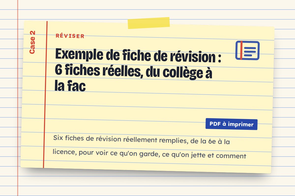 Exemple de fiche de révision : 6 fiches réelles, du collège à la fac