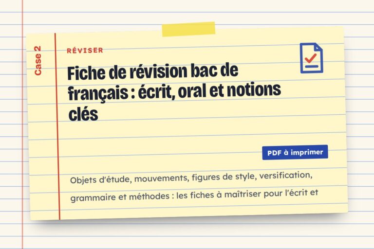 Fiche de révision bac de français : écrit, oral et notions clés