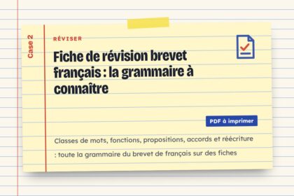 Fiche de révision brevet français : la grammaire à connaître