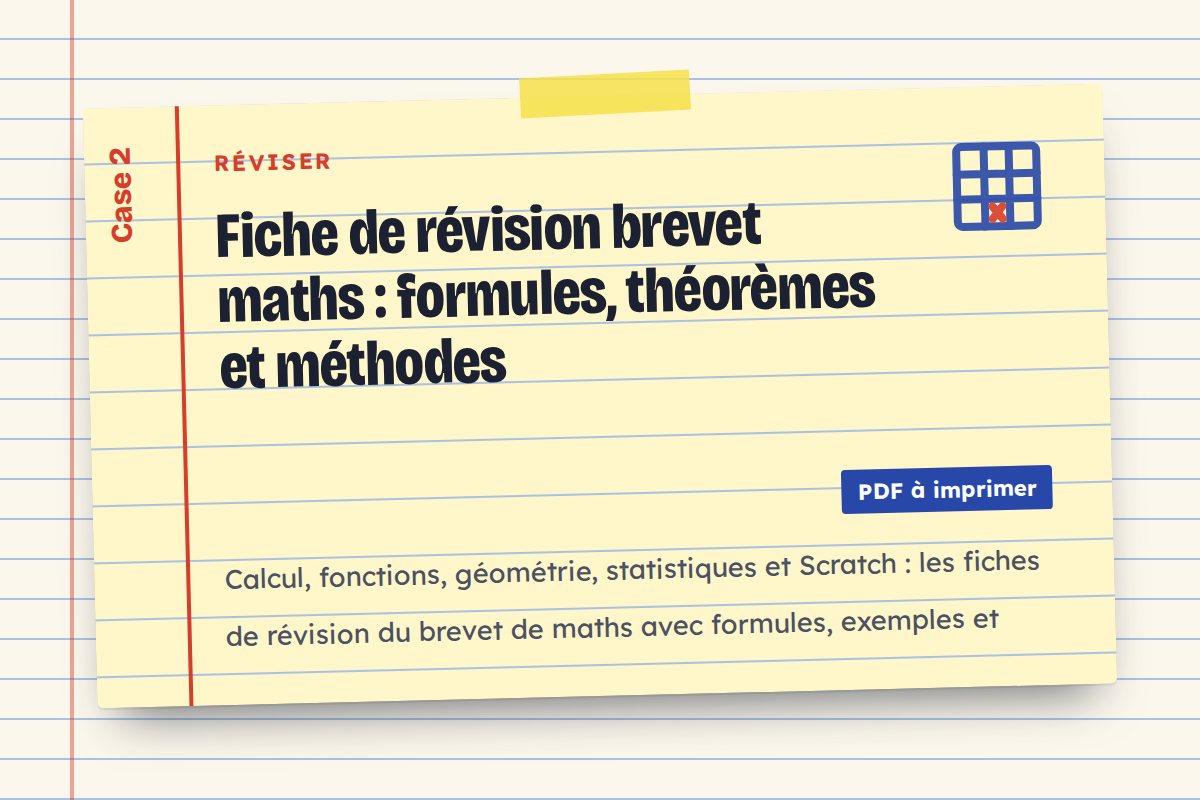 Fiche de révision brevet maths : formules, théorèmes et méthodes
