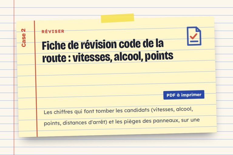 Fiche de révision code de la route : vitesses, alcool, points