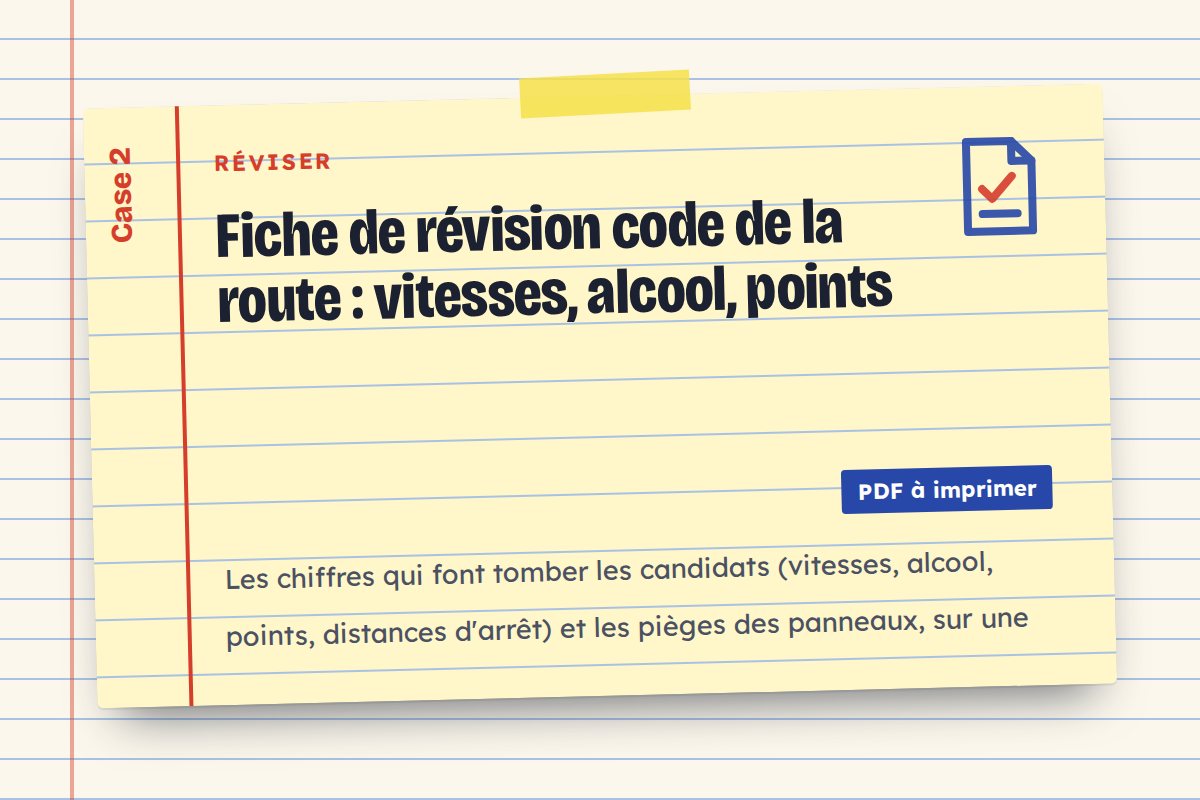 Fiche de révision code de la route : vitesses, alcool, points