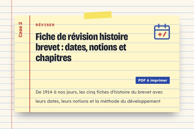 Fiche de révision histoire brevet : dates, notions et chapitres