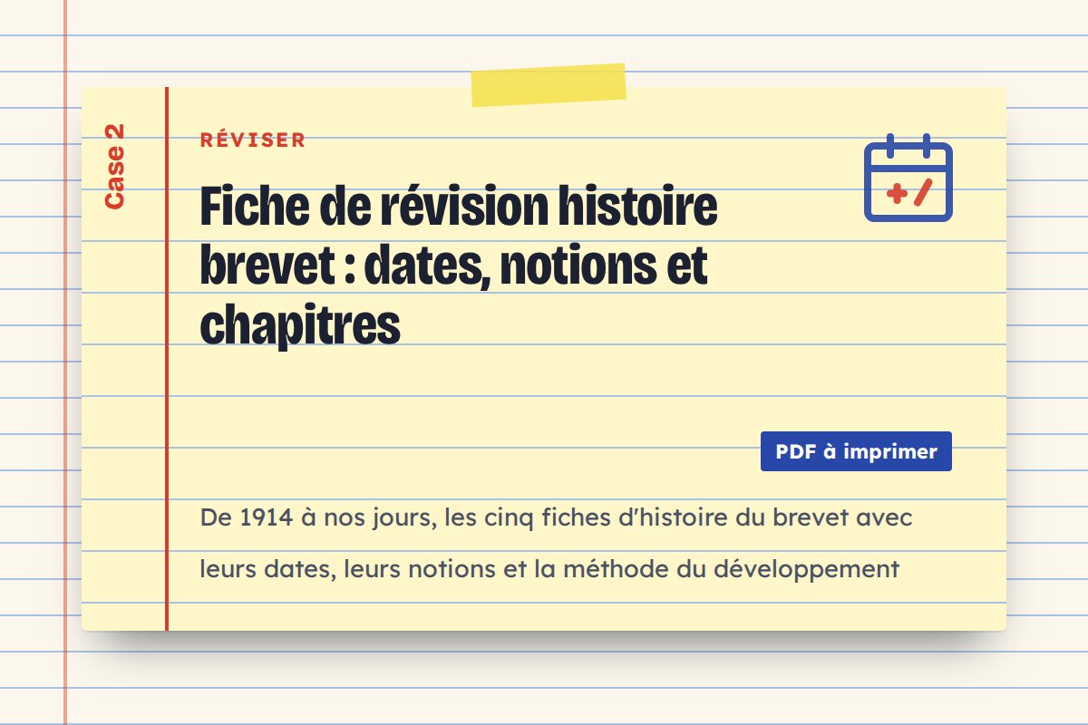 Fiche de révision histoire brevet : dates, notions et chapitres