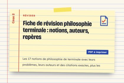 Fiche de révision philosophie terminale : notions, auteurs, repères