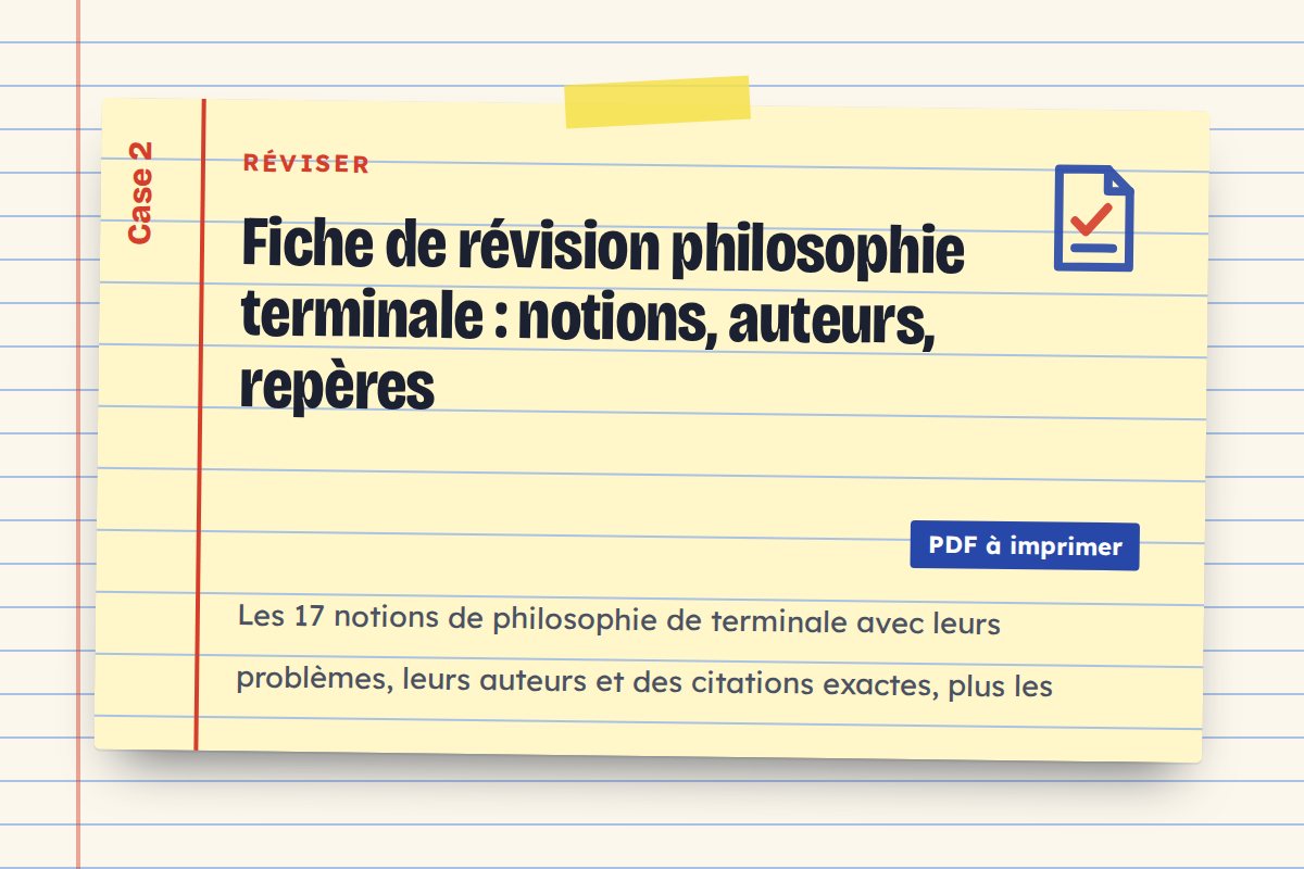 Fiche de révision philosophie terminale : notions, auteurs, repères