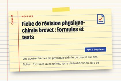 Fiche de révision physique-chimie brevet : formules et tests