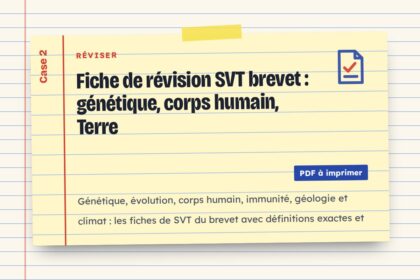 Fiche de révision SVT brevet : génétique, corps humain, Terre