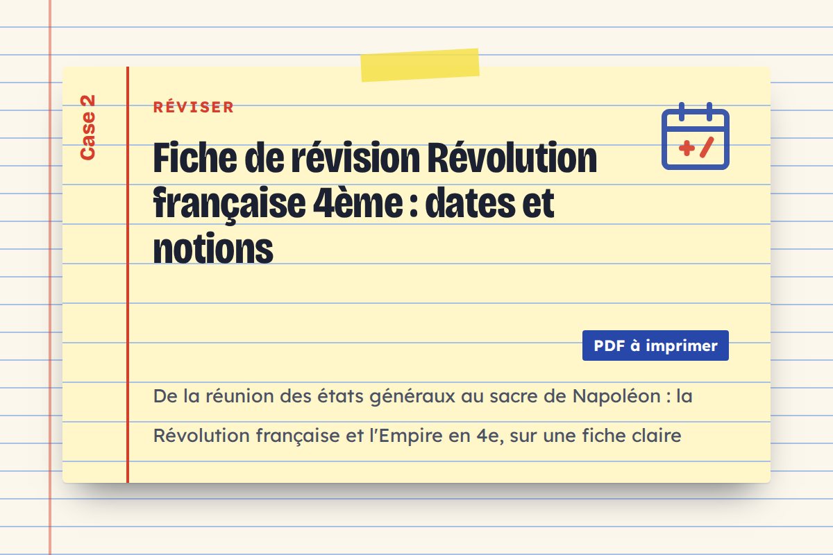 Fiche de révision Révolution française 4ème : dates et notions