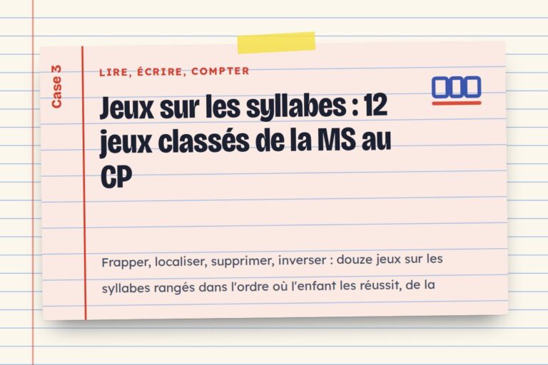 Jeux sur les syllabes : 12 jeux classés de la MS au CP