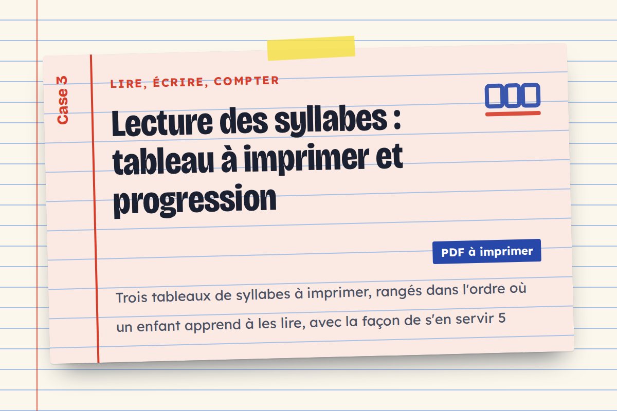 Lecture des syllabes : tableau à imprimer et progression
