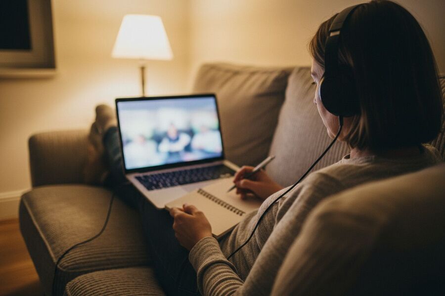 Une série regardée en version originale, un carnet de vocabulaire sur le genou