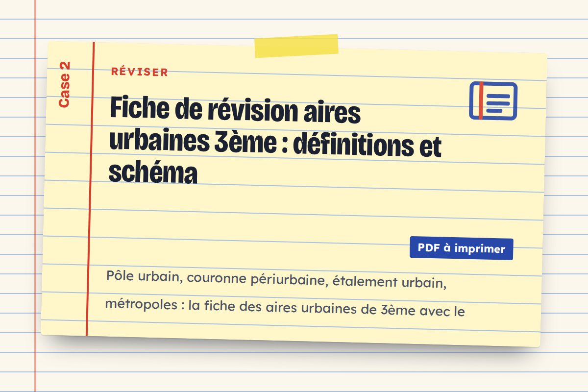 Fiche de révision aires urbaines 3ème : définitions et schéma