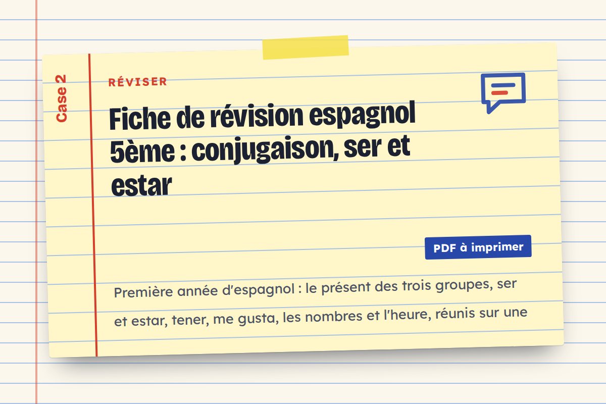 Fiche de révision espagnol 5ème : conjugaison, ser et estar