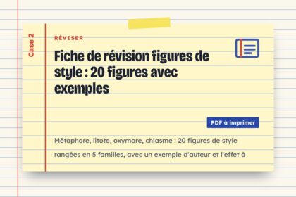 Fiche de révision figures de style : 20 figures avec exemples