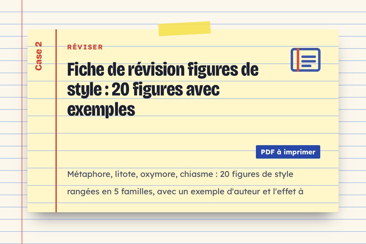 Fiche de révision figures de style : 20 figures avec exemples