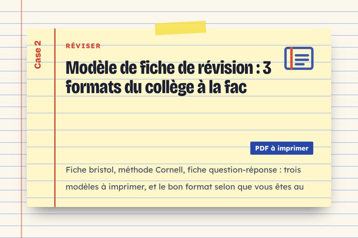 Modèle de fiche de révision : 3 formats du collège à la fac