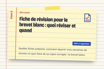 Fiche de révision pour le brevet blanc : quoi réviser et quand