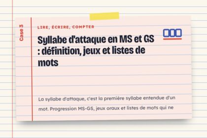 Syllabe d'attaque en MS et GS : définition, jeux et listes de mots